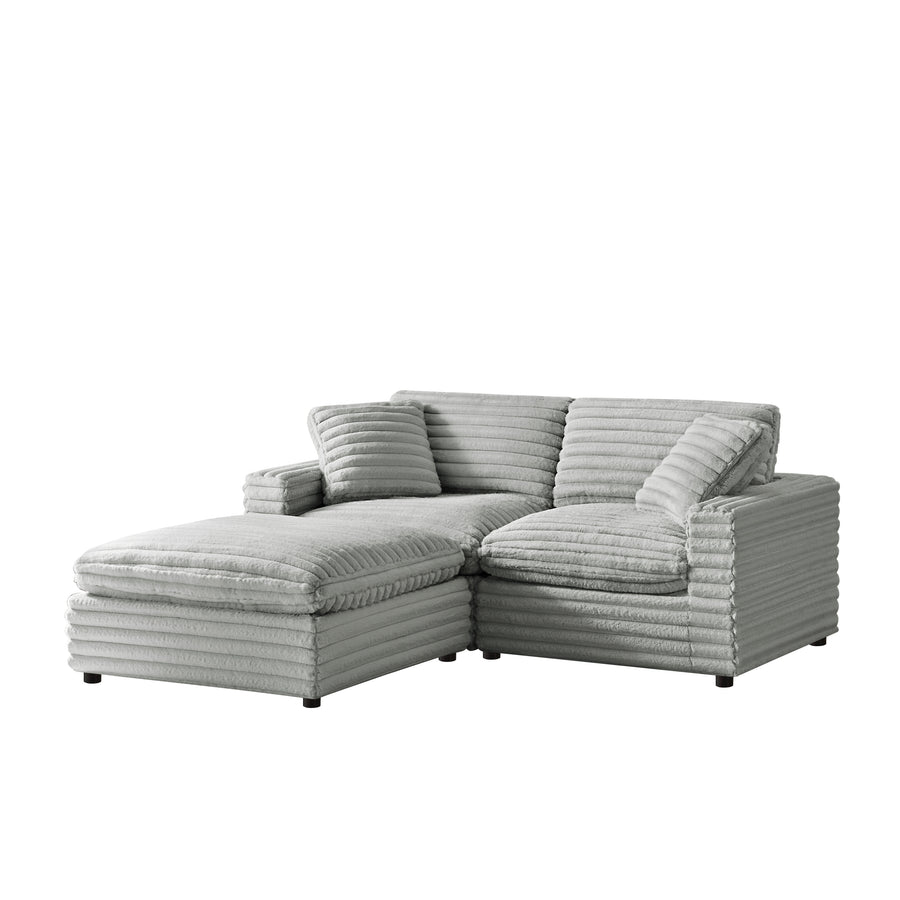 Jenny 3-Piece Chofa Modular Sectional in Plush Gray Polyester Cord-Like Fabric - primary color shot