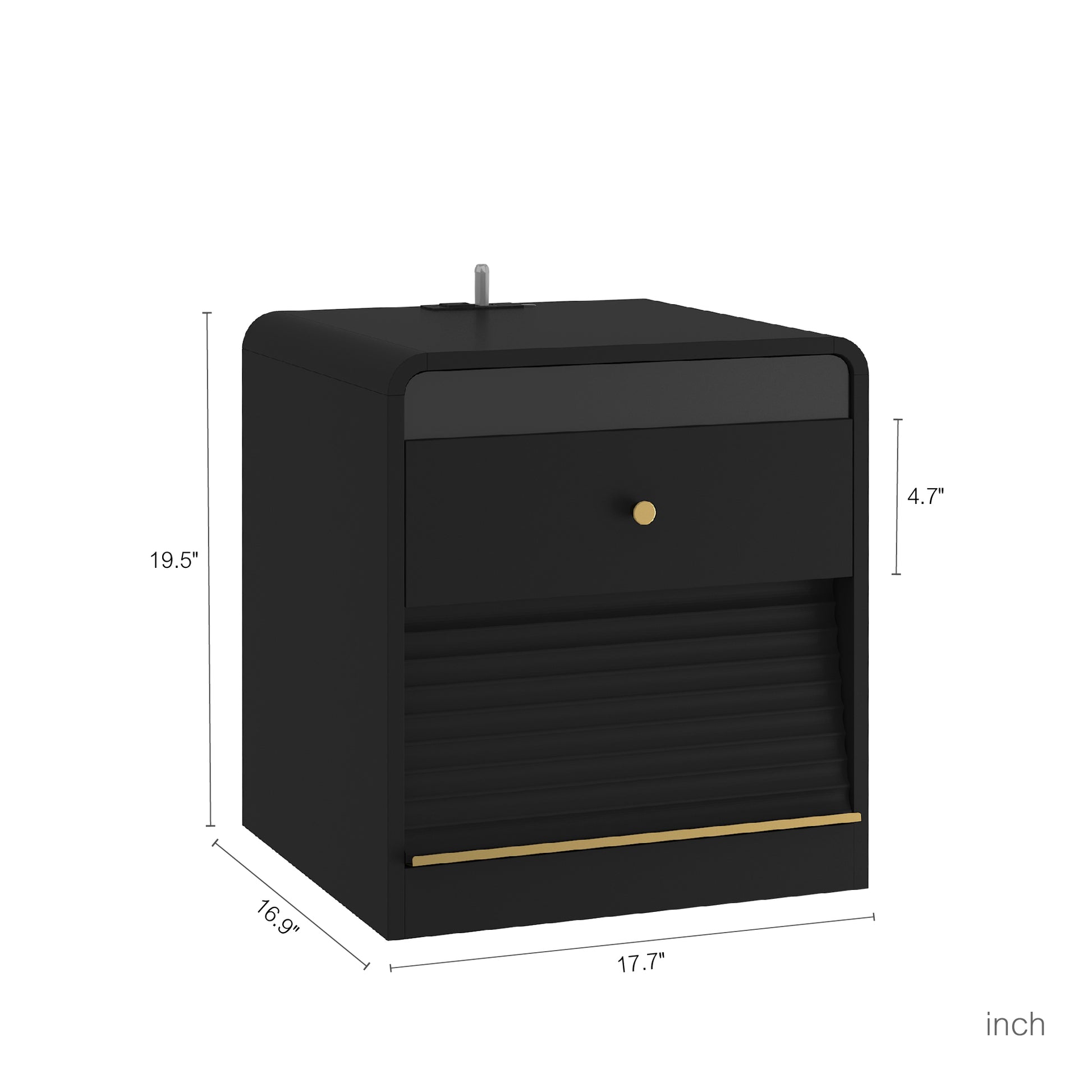 Nightstand with Charging Station - Black - detail view 7