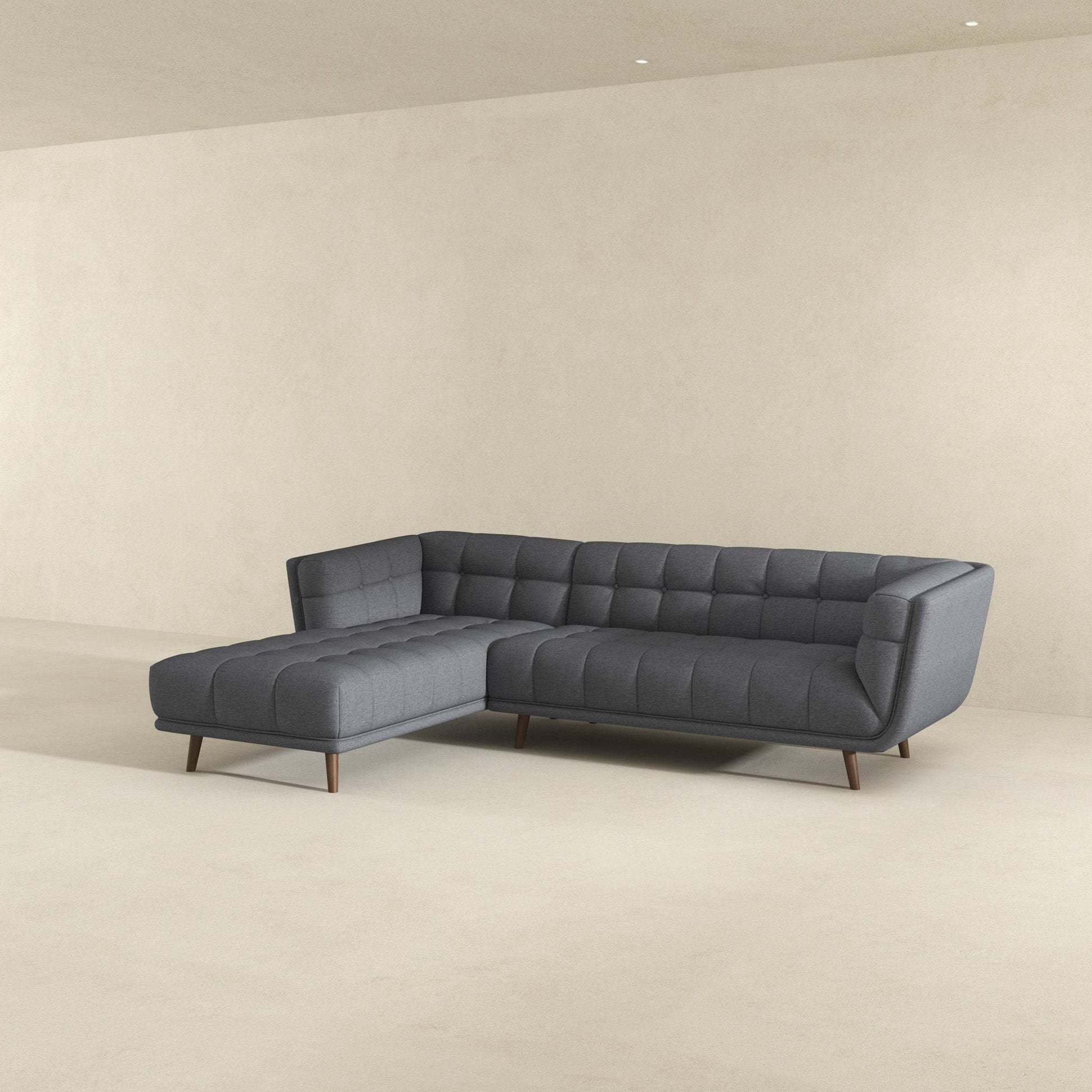 Addison Left Sectional Ash Grey Fabric Sofa - detail view 5