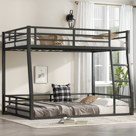Metal Full XL over Queen Bunk Bed for Teens and Adults - Black - primary color shot