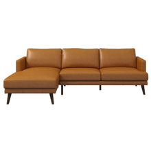 Lore  L-Shaped Genuine Leather Sectional In Tan Left Facing - detail view 3