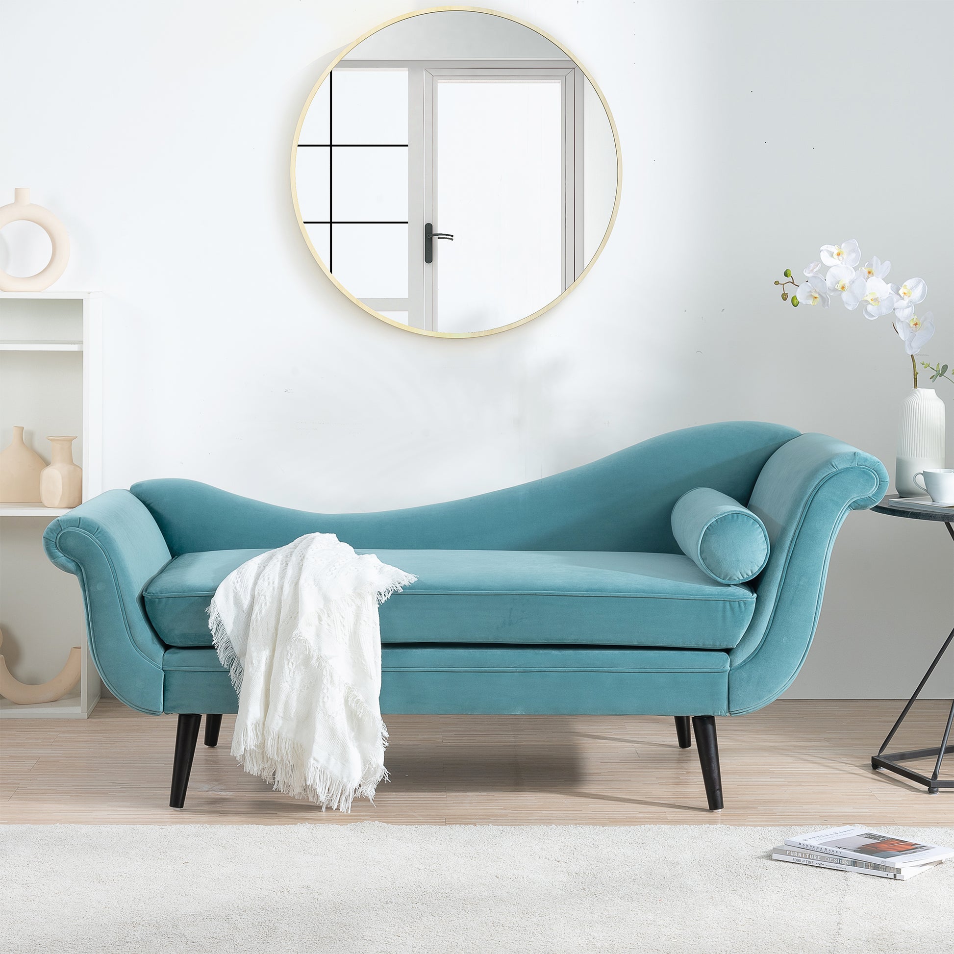 Chaise Lounge with Scroll Arms - Green - detail view 2