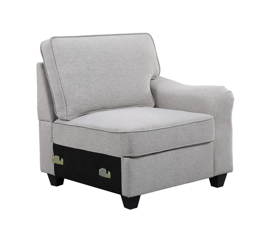 Leo 125' Light Gray Linen 8Pc Modular L-Shape Sectional Sofa and Ottoman - detail view 6
