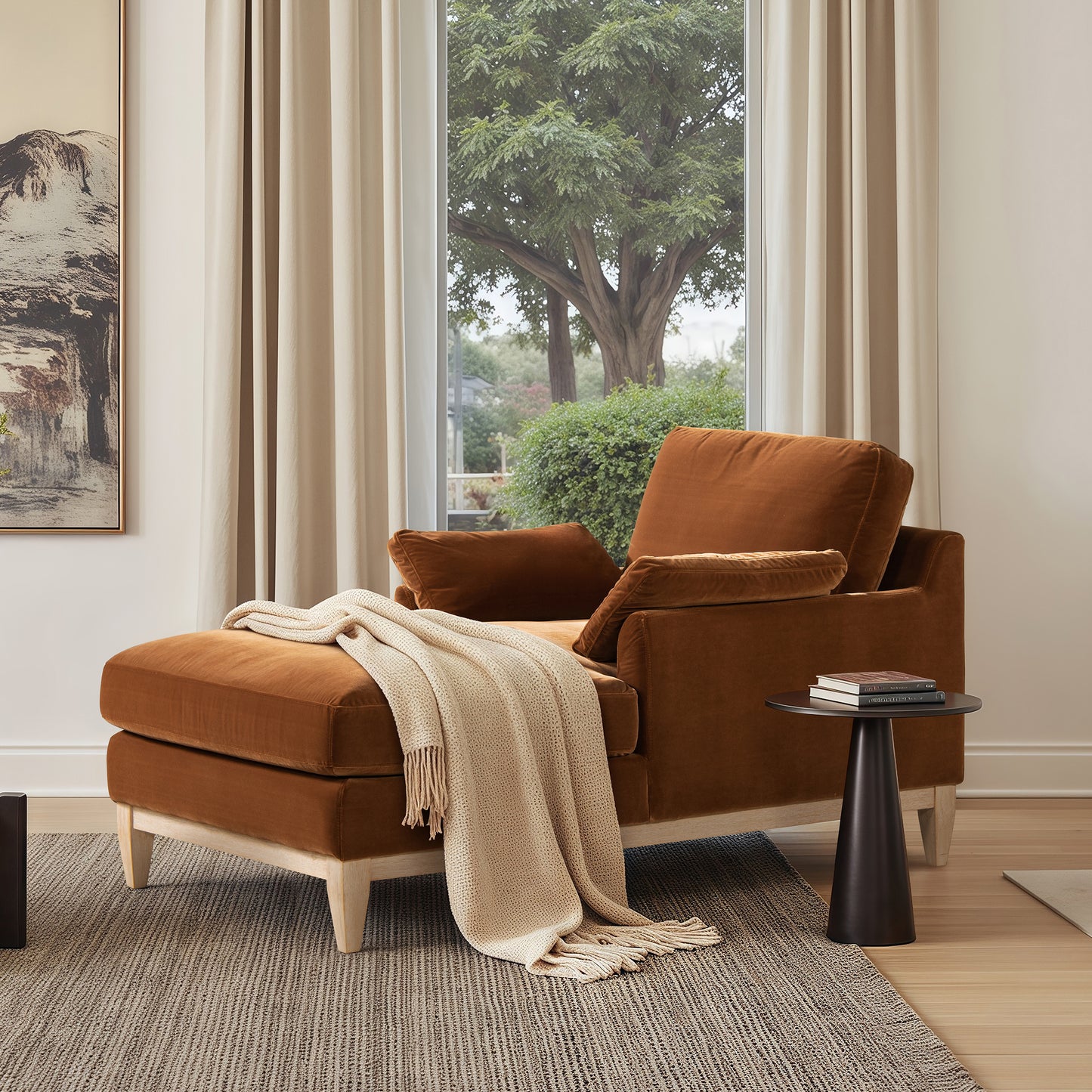 Pasadena Modern Farmhouse Chaise Lounge Chair - Orange - primary color shot