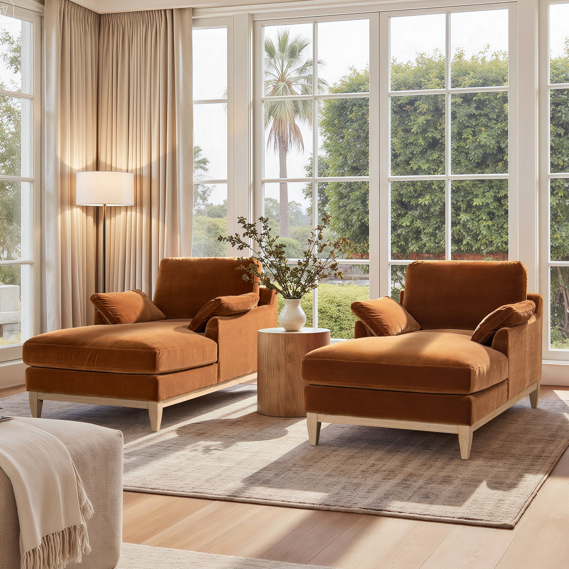 Pasadena Modern Farmhouse Chaise Lounge Chair - Orange - detail view 3