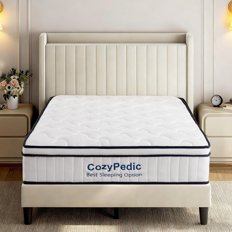 10" Queen Size Medium Firm Mattress - White - primary color shot