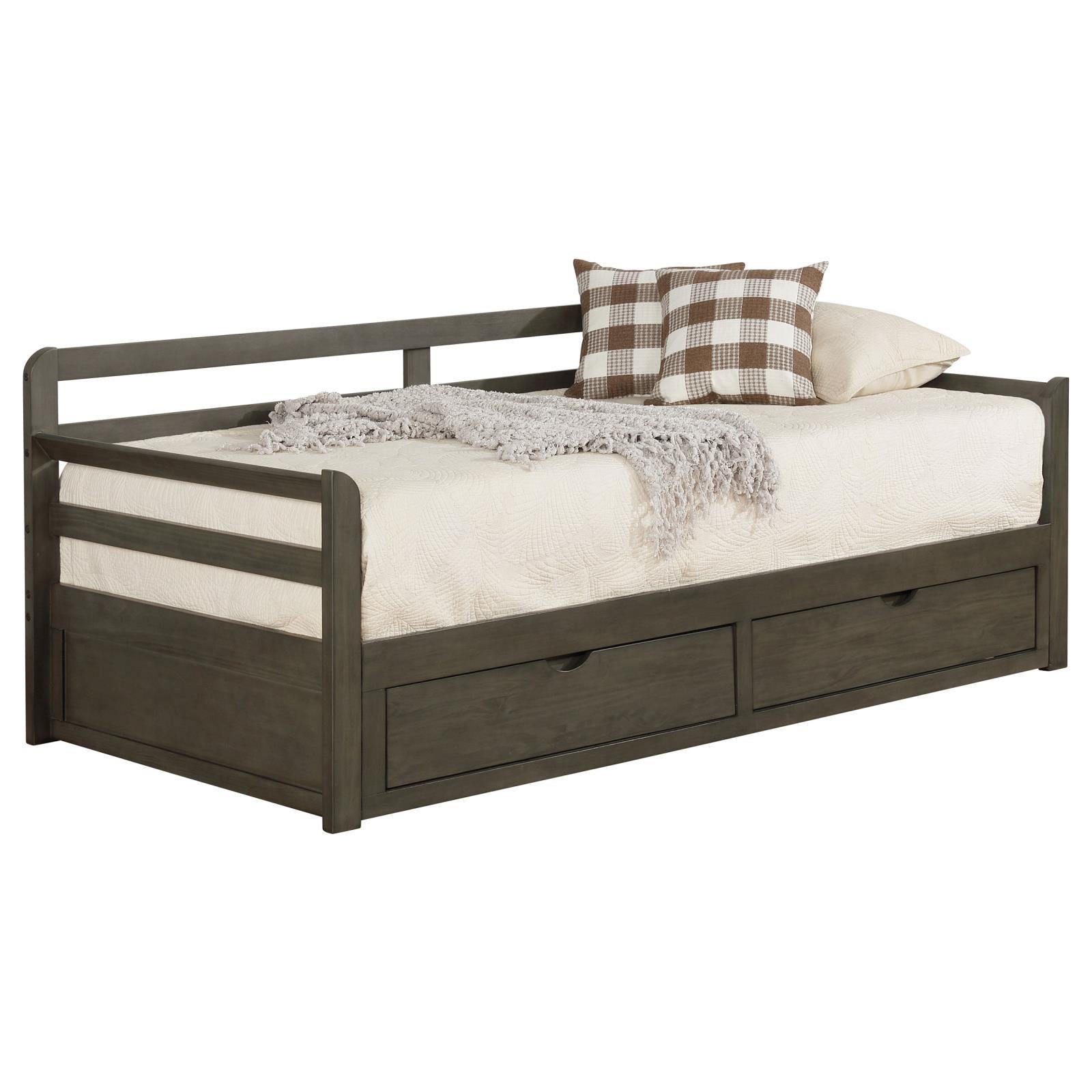 Mali Modern Grey Twin XL 2-drawer Daybed with Extension Trundle