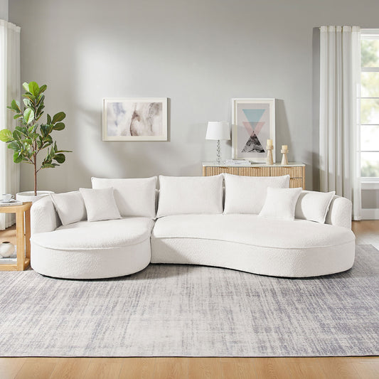 Celeste 2-Piece Bouclé Curved Chaise Sectional – White
