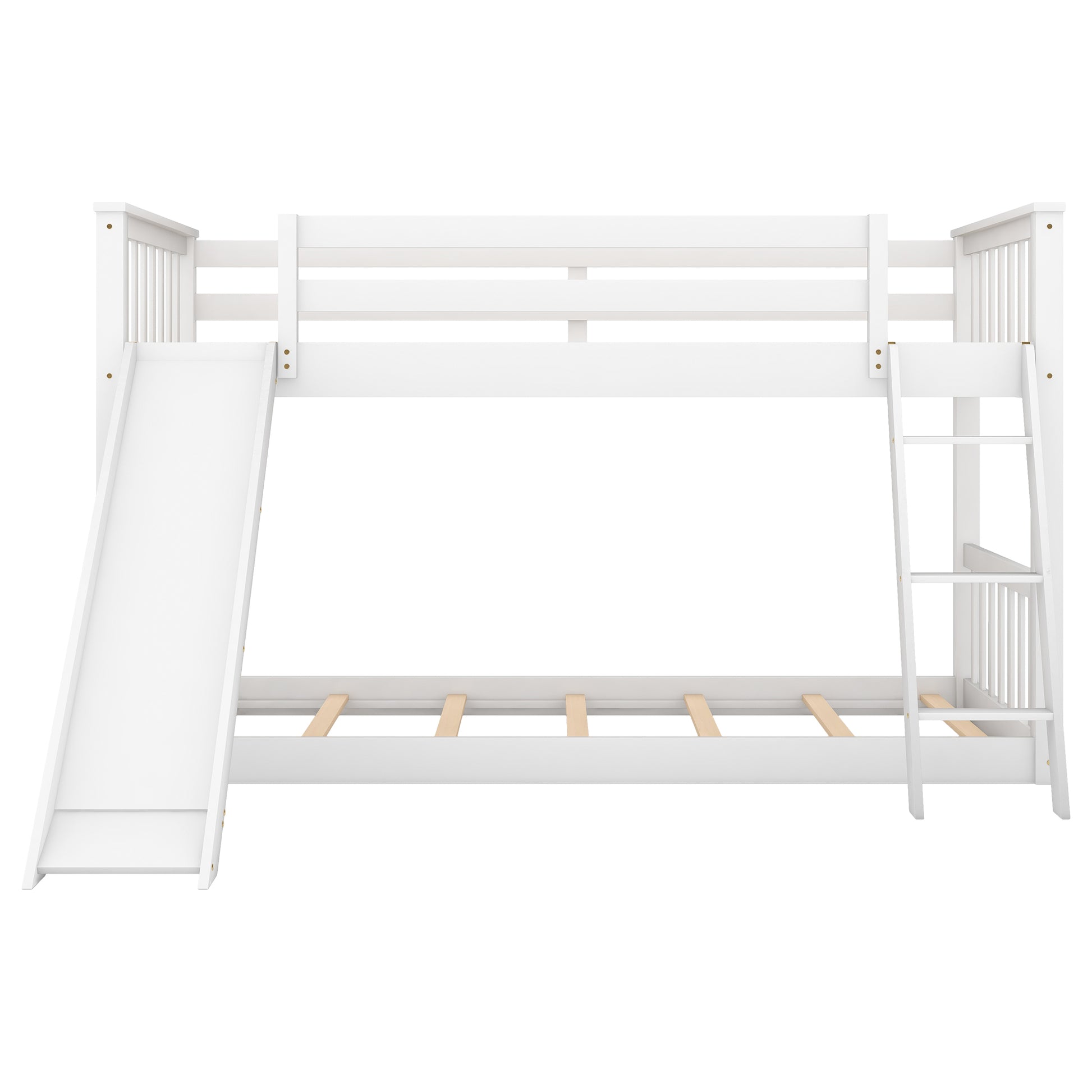 Thompson Twin over Twin Bunk Bed with Convertible Slide and Ladder, White