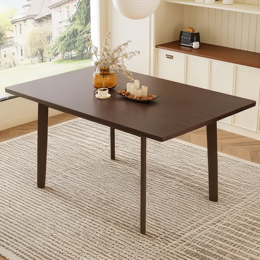 60' Rustic Farmhouse Dining Table - Solid Wood Frame, Minimalist Modern Dining Table for Dining Room - primary color shot