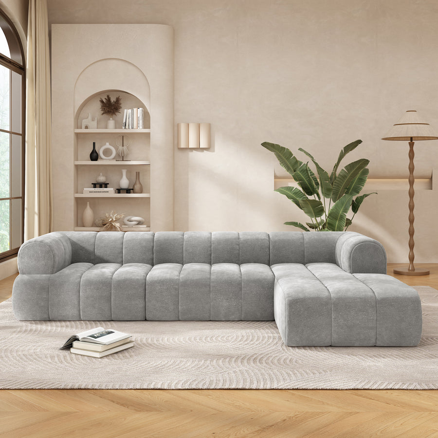 122' Modern L-Shaped Sectional Sofa with High-Density Fully Compressed Sponge and Chaise Lounge, 2-Piece Set, Fully Assembled Right Hand Facing, Perfect - primary color shot