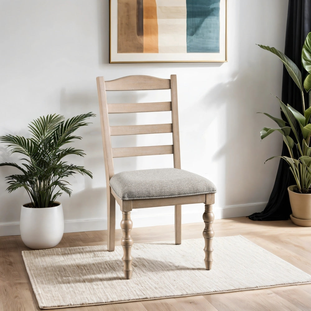 Chesapeake 7 Piece Modern Farmhouse Dining Set in Light White Wash