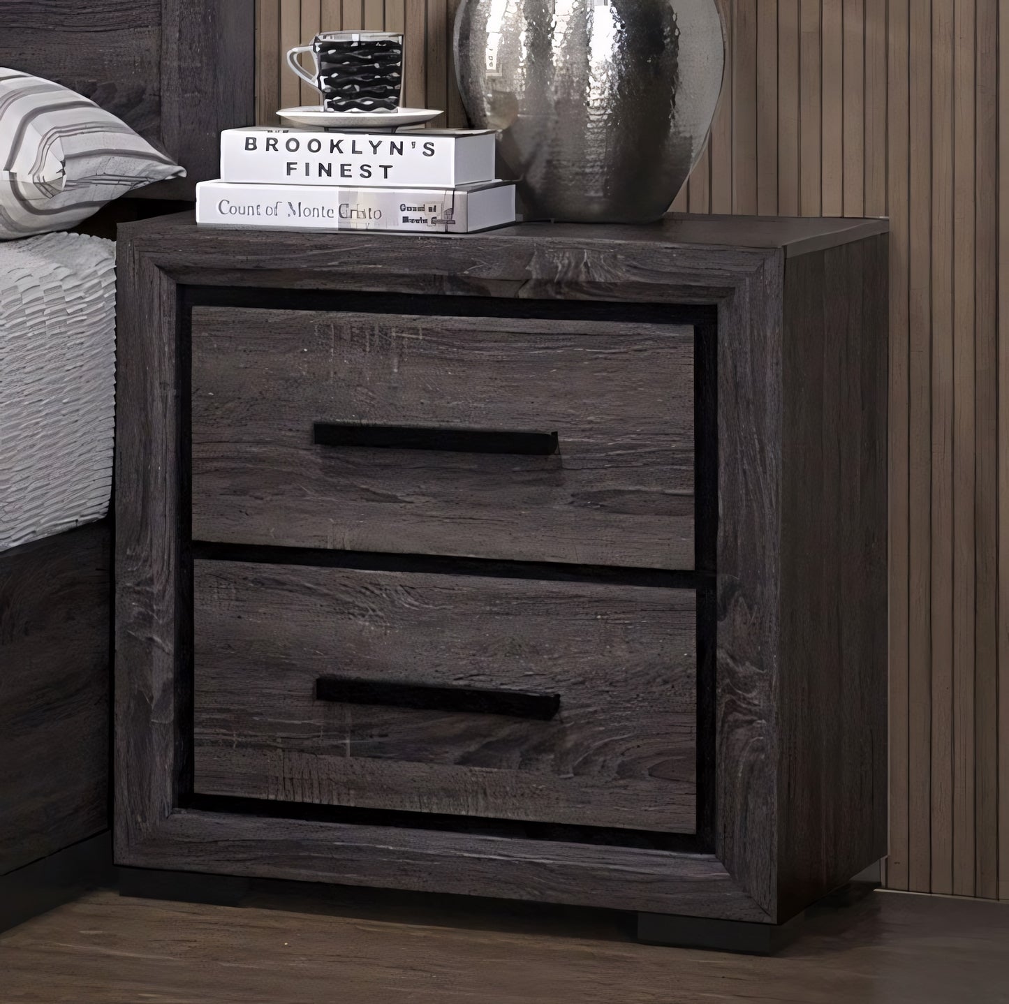 Conwy 2-Drawer Nightstand – Gray