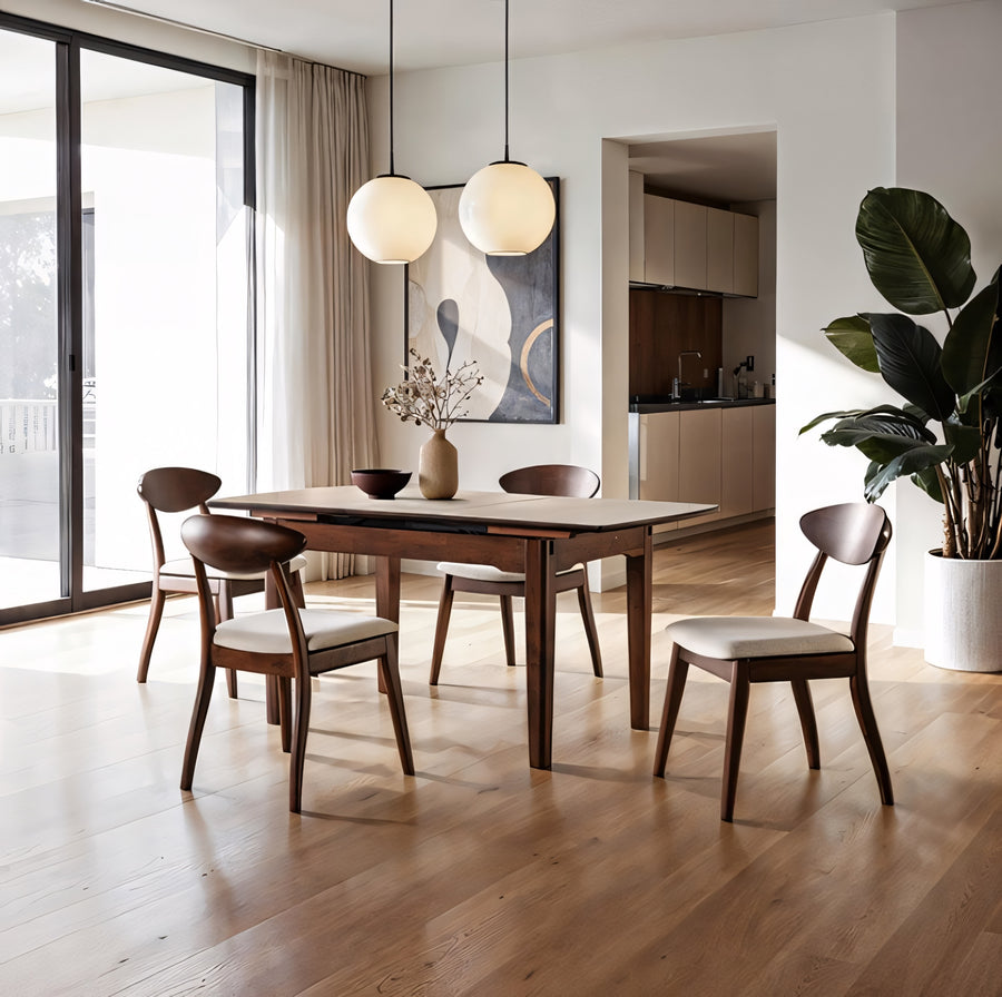 Croglio 5-Piece Mid-Century Modern Dining Set – Walnut