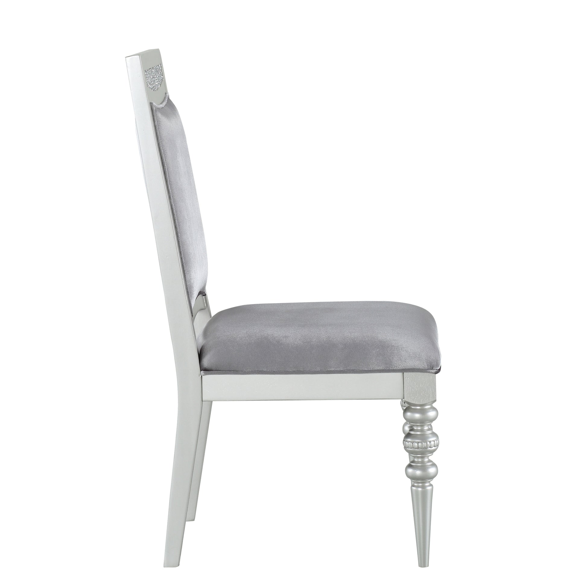 Grey and Platinum Upholstered Side Chairs Set of 2