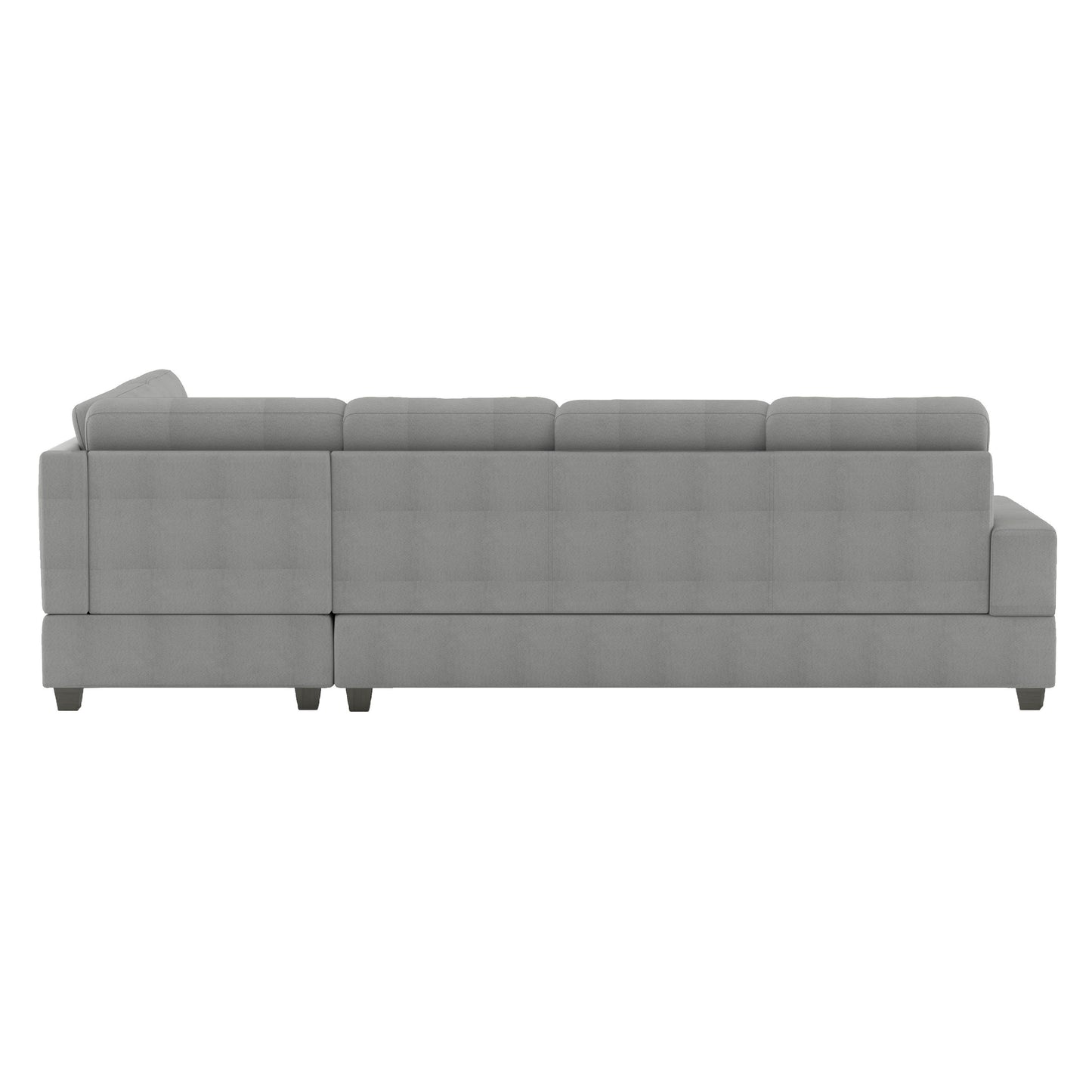 Modern Living Room 2-Piece Reversible Sectional with Drop-Down Cup Holders Sofa Chaise Gray Microfiber Upholstered Tufted Details - detail view 5