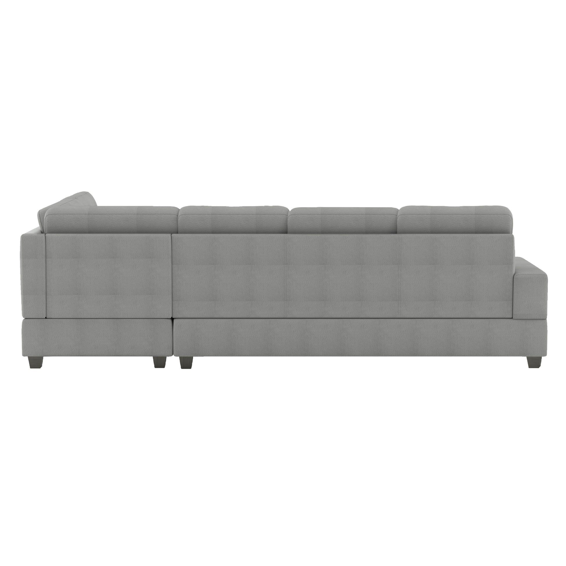 Modern Living Room 2-Piece Reversible Sectional with Drop-Down Cup Holders Sofa Chaise Gray Microfiber Upholstered Tufted Details - detail view 5