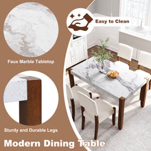 46.5' Modern Dining Table, Rectangular Faux Marble Style Table with Sturdy Wood Legs, Easy to Clean Rectangular Kitchen Table for Dining Room - detail view 3