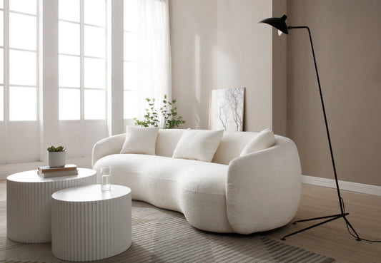 Mid Century Modern Curved Living Room Sofa - Off-White(beige+white) - detail view 8