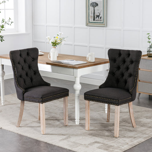 Niki Modern Velvet Side Chair with Nailhead Trim Set of 2 Black