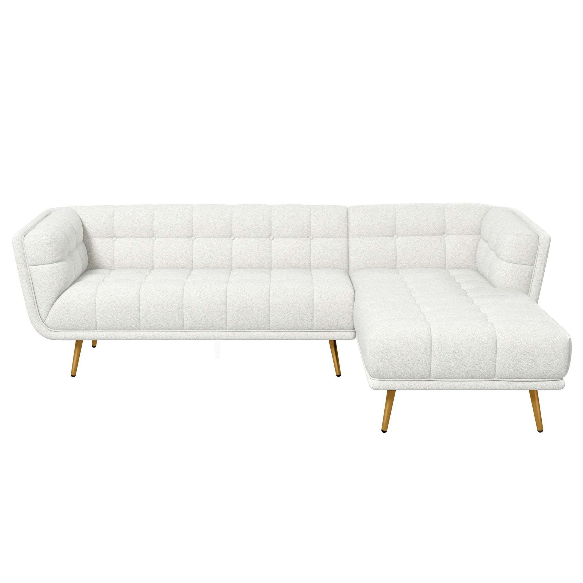 Addison Right Sectional Cream Boucle Sofa - detail view 2