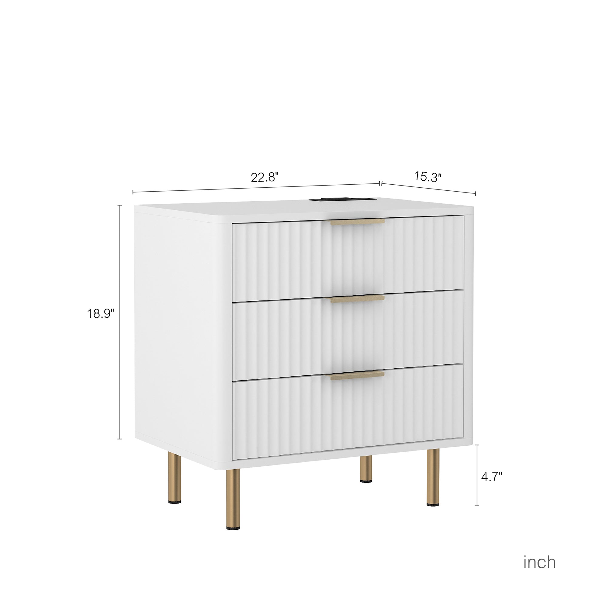 Nightstand with Charging Station - White - detail view 7