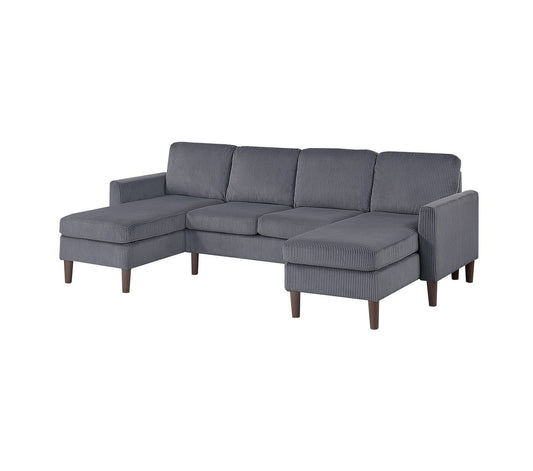 3pc Sectional Set RAF/LAF Chaise Armless Loveseat Dark Gray Corduroy Couch Relax Modern Comfort Living Room - detail view 2