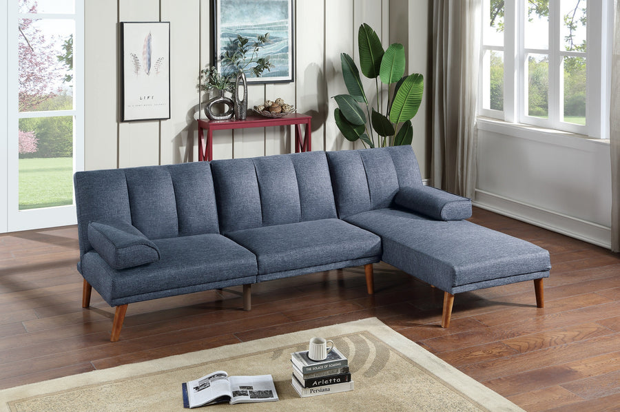 Navy Color Polyfiber 2pc Sectional Sofa Set Living Room Furniture Solid wood Legs Plush Couch Adjustable Sofa Chaise - primary color shot