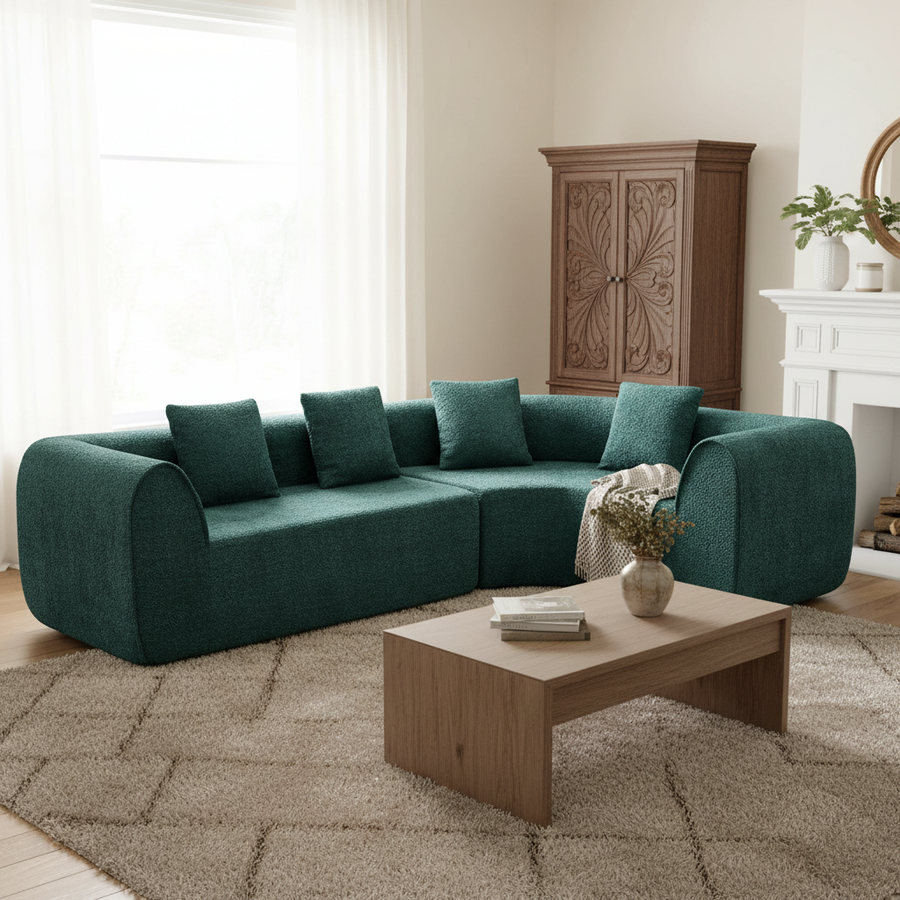 110' Modern Curved L-Shaped Modular Sectional Sofa with High-Density Fully Compressed Sponge, 2-Piece Set, Fully Assembled Right Hand Facing, Perfect for Living - primary color shot
