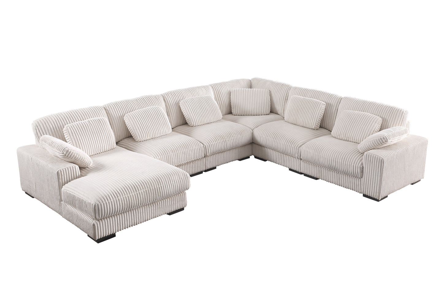Nadine 155.5'W Beige Corduroy Modular Corner Sectional Sofa with Left-Facing Chaise - detail view 5