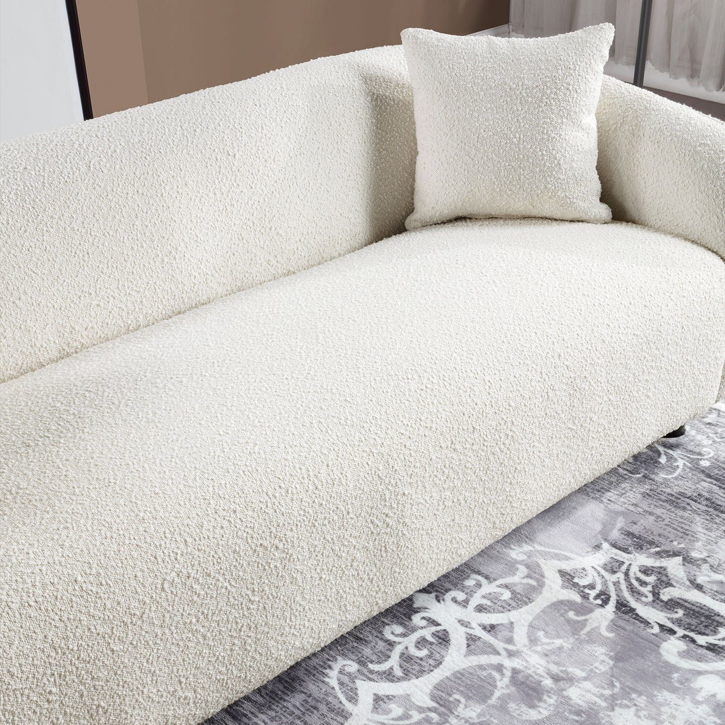Zenobia Modern Boucle Upholstered Sofa, Beige