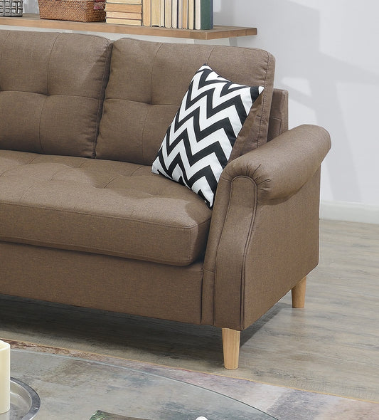 Living Room Corner Sectional Light Coffee Polyfiber Chaise sofa Reversible Sectional - detail view 2