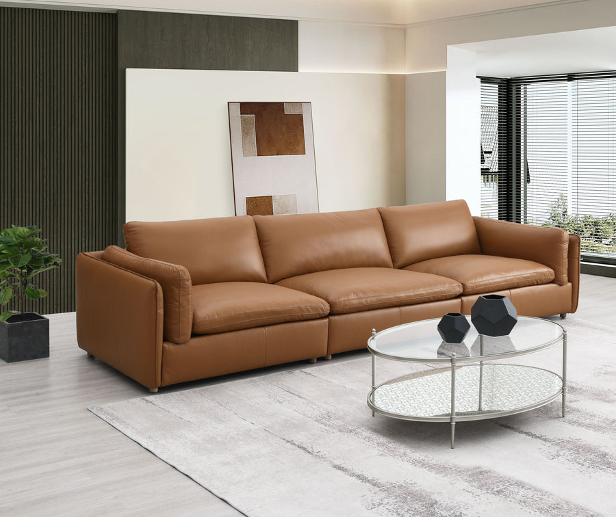 Brighton Brown Top Grain Leather 3 Pieces Modular Sectional - primary color shot