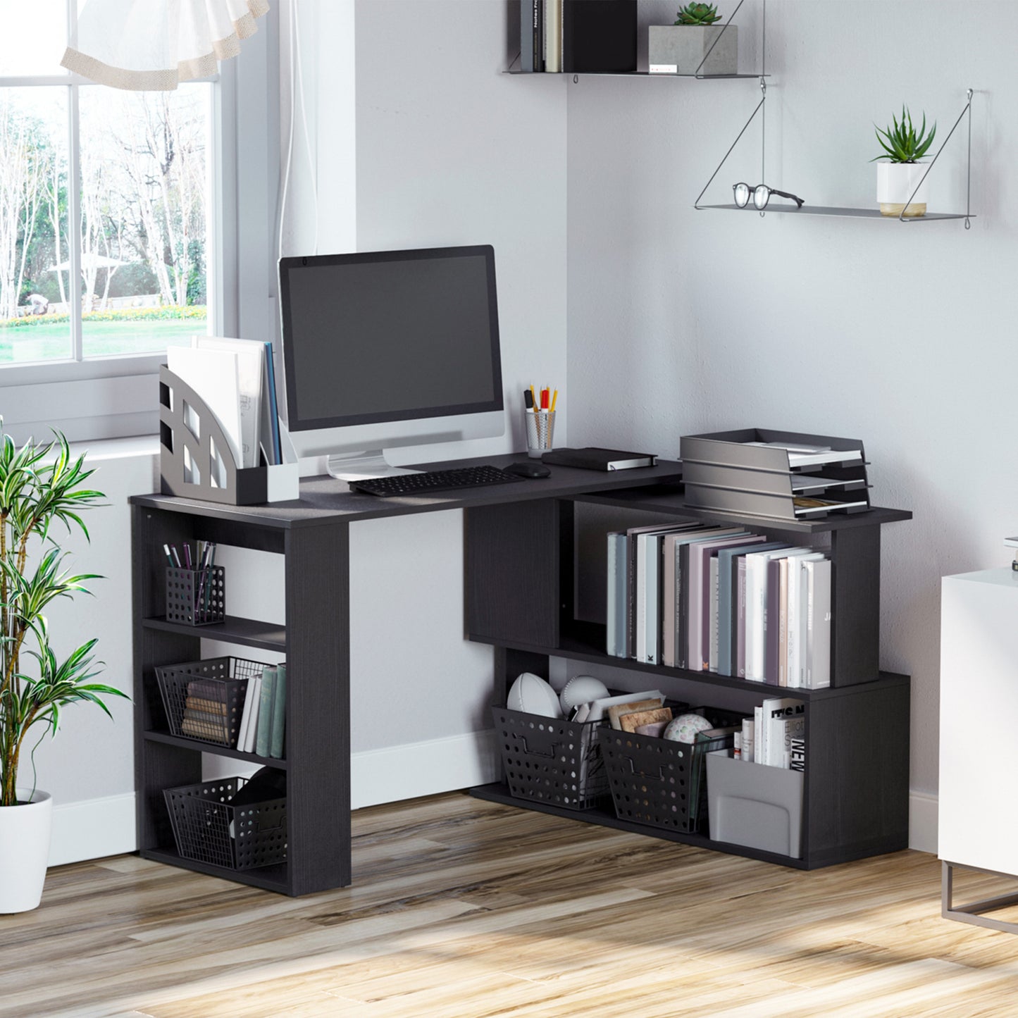 Novis Modern L-Shape Computer Desk, Black