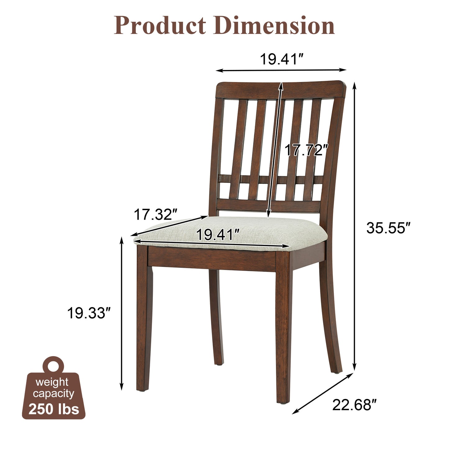 2-Piece Modern Scandinavian Dining Chairs - Brown - detail view 3