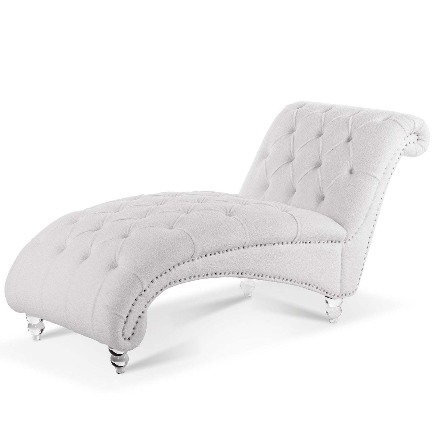 Tufted Armless Chaise Lounge - White - detail view 4