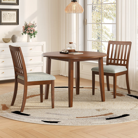 3-Piece Round Dining Table Set for 2 People - Brown - primary color shot