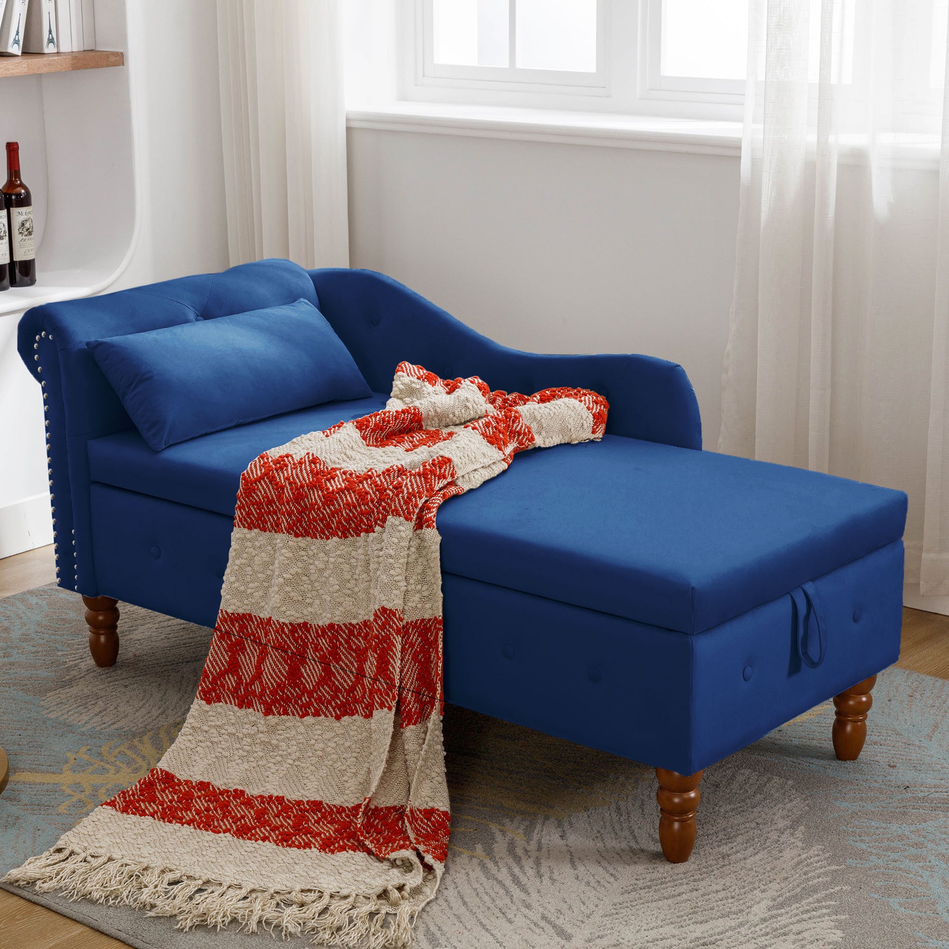Navy Blue Chaise Lounge Indoor - detail view 4