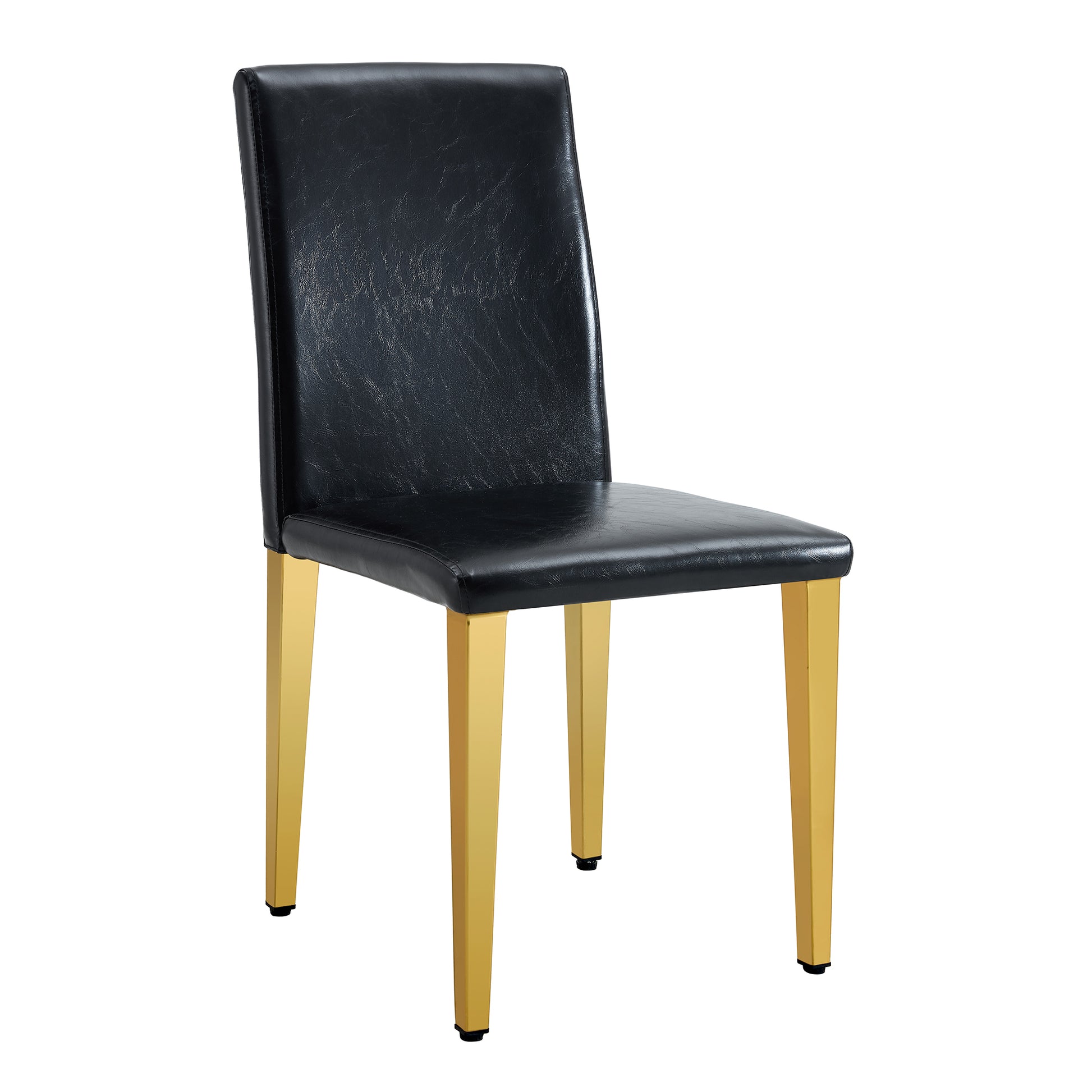 Black PU Leather Dining Chairs with Gold Legs (set of 2) - primary color shot