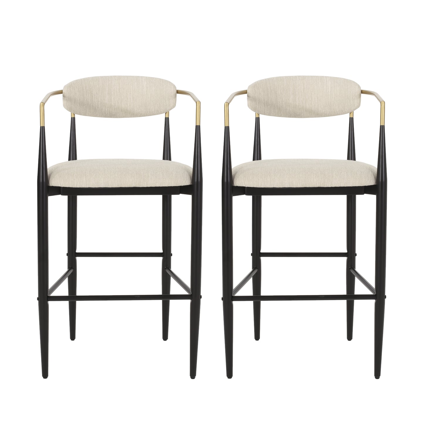 Ethel Modern 29" Bar Stools, Beige & Brown