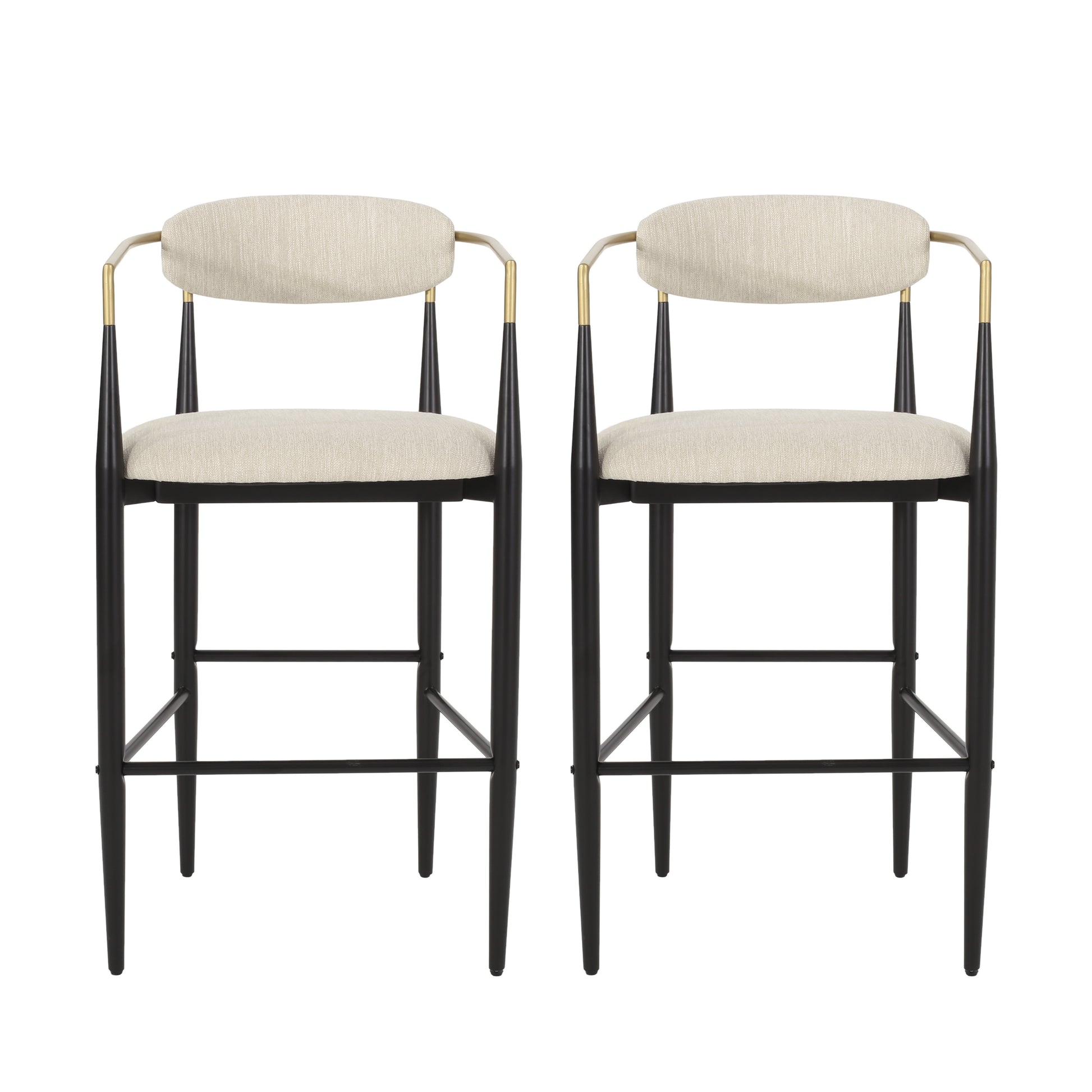Ethel Modern 29" Bar Stools, Beige & Brown