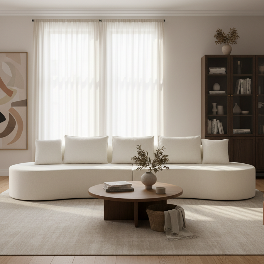 138.6' Modern Curved Modular Sectional Sofa with High-Density Fully Compressed Sponge, 2-Piece Set, Fully Assembled Left/Right Hand Facing, Perfect for Living Room - primary color shot