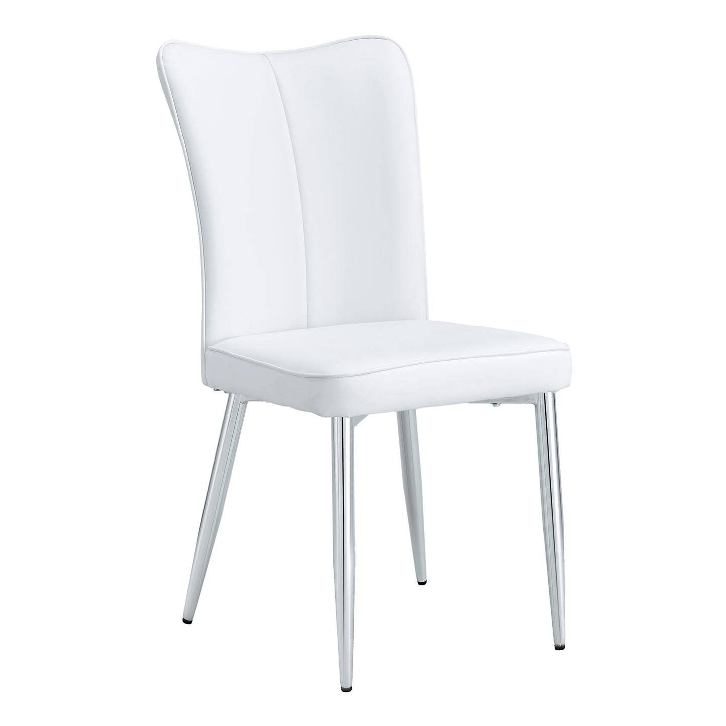 White PU Leather Dining Chairs with Silver Legs (set of 2) - primary color shot