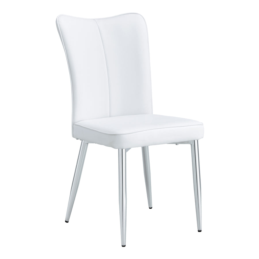 White PU Leather Dining Chairs with Silver Legs (set of 2) - primary color shot