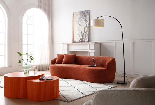 ORANGE Mid Century Modern Curved Sofa - detail view 6