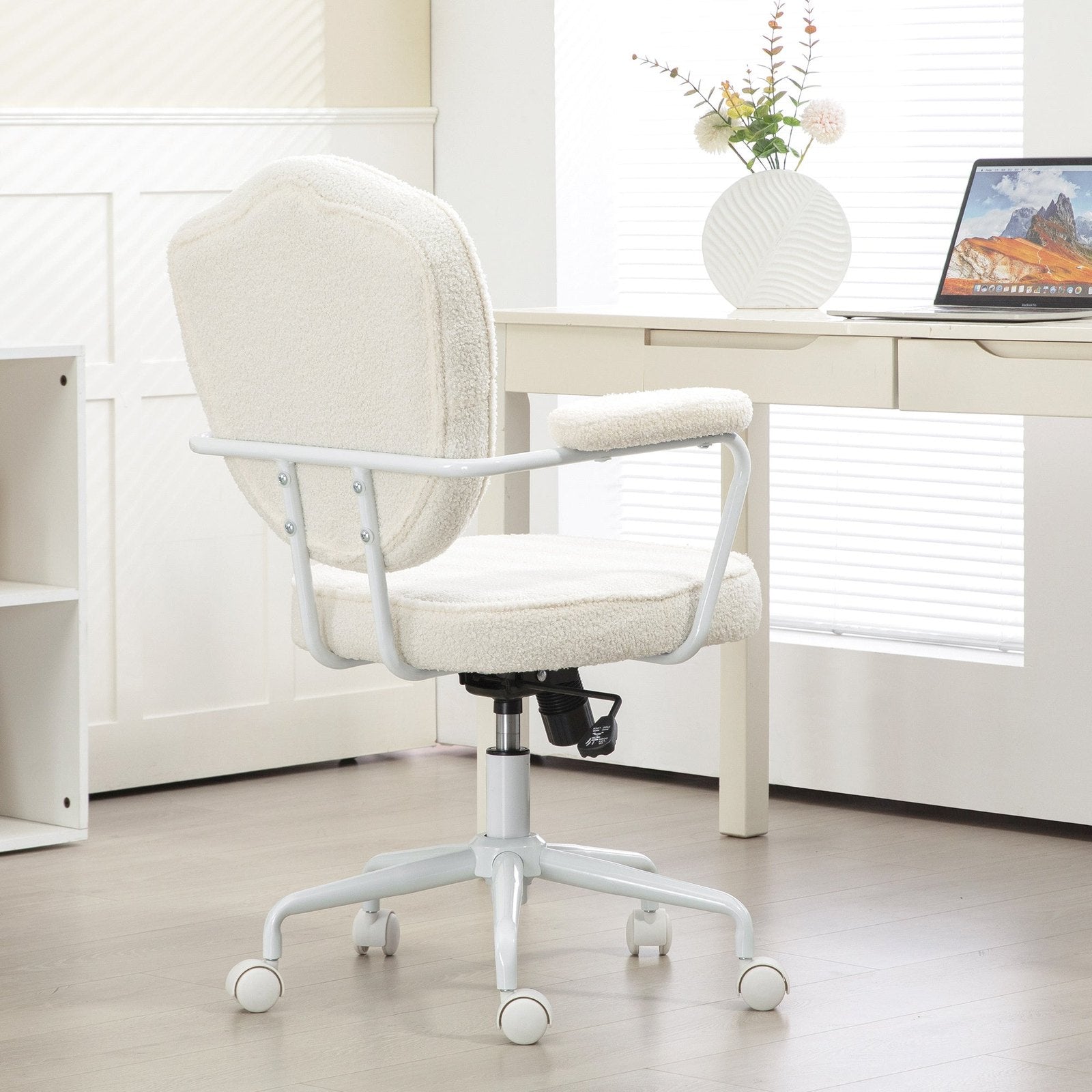 Vale Teddy Fabric Button Tufted Office Chair, Gray