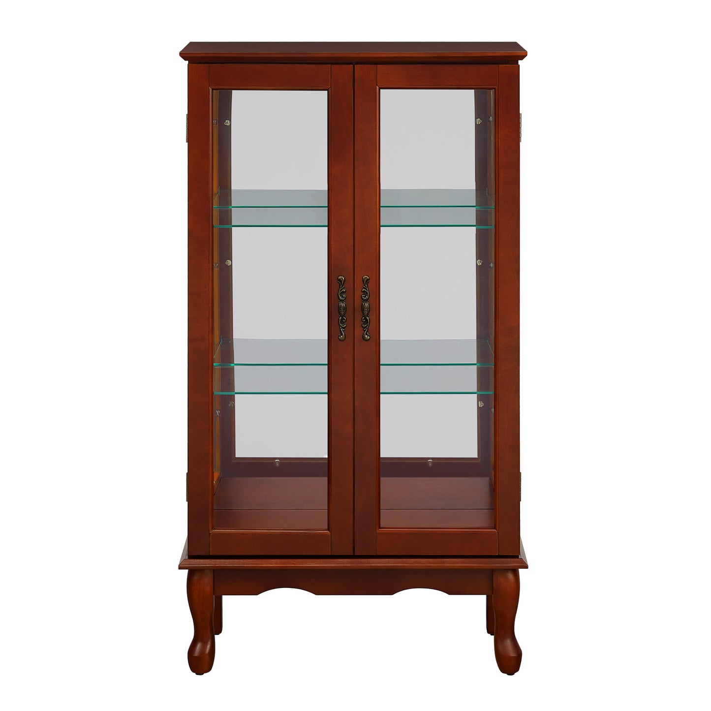 Florence Traditional Curio Cabinet with Cabriole Legs, Cherry