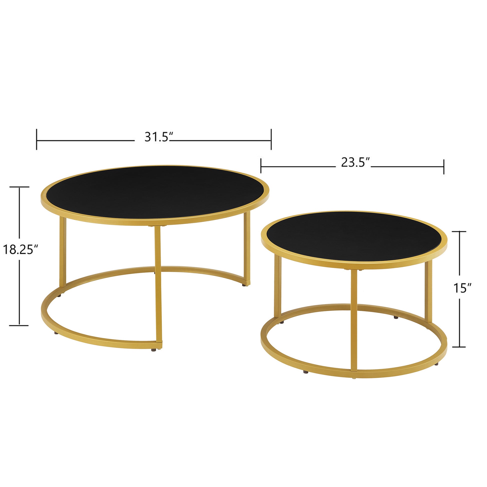 Black Fabric+metal Nesting Tables with Gold Legs - detail view 6