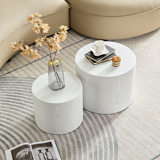 MDF with Ash/oak/walnut Veneer Side Table/coffee Table/end Table/nesting Table Set of 2 - White - detail view 2