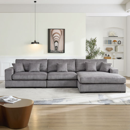 148.03'' Mid Century Modern Sectional 4-Seater Sectional.polyester.suitable - GREY - primary color shot